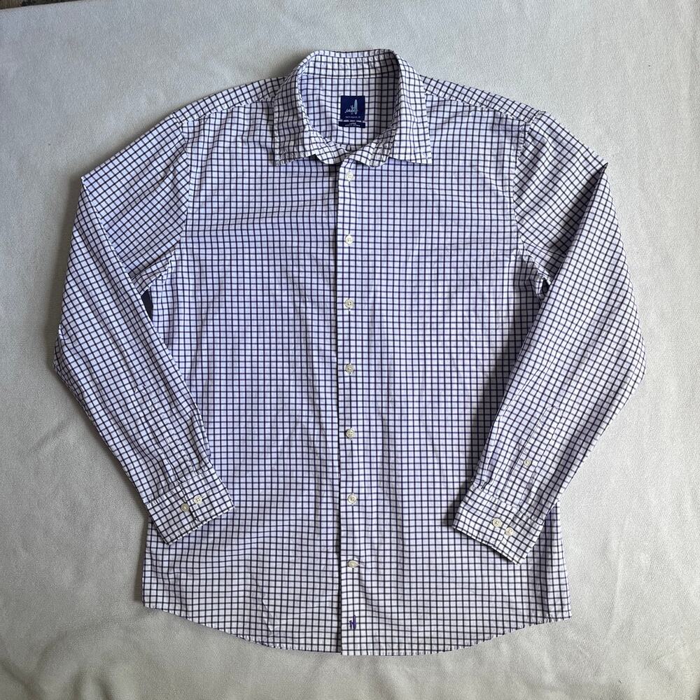 Johnnie-O Everyday Performance Button Down White Purple Window Pane Men's Large